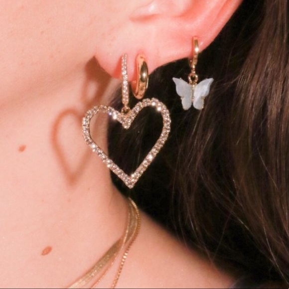 Gorgeous white/pink butterfly dangle earring set new - Picture 5 of 5